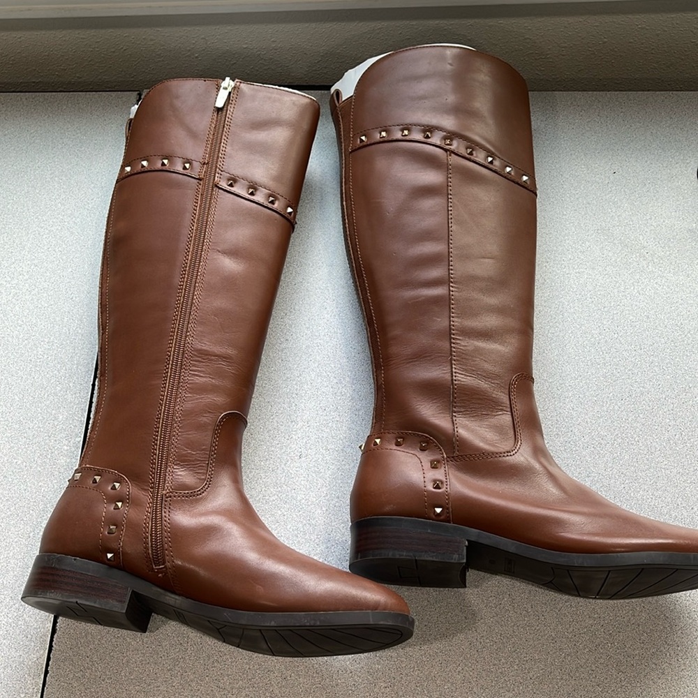 Marc Fisher Knee High Boots 8.5 W Leather With Studs